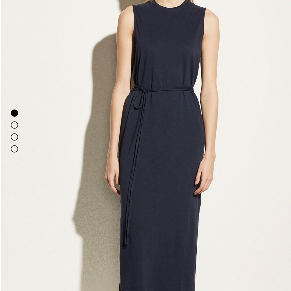 Vince Pima cotton sleeveless wrap dress navy, Size S, NWOT